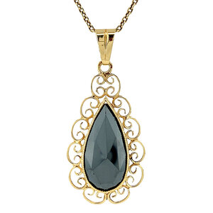 Gold pendant with haematite 14 krt