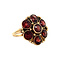 vintage Gold entourage ring with garnet 14 krt