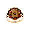 vintage Gold entourage ring with garnet 14 krt