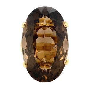 Gold ring with smoky topaz 14 krt