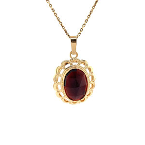 Gold pendant with garnet 14 krt