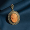 vintage Gold pendant with blood coral 14 krt