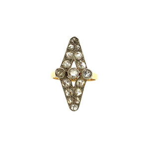 Gold vintage ring with rose-cut diamond 14 krt