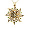 vintage Gold sunburst pendant with diamond and demantoid 14 krt/900