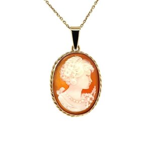 Gold pendant with cameo 14 krt