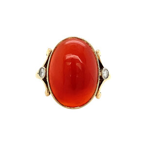 Gold ring with carnelian and diamonds 14 krt