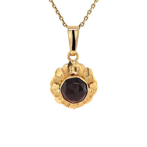 Gold pendant with garnet 14 krt