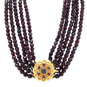 Granaat collier met gouden siersluiting 40 cm 14 krt