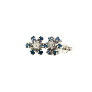 Entourage ear studs with sapphire and diamond 8 crt