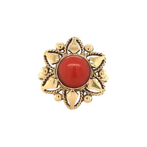 Gouden ring met bloedkoraal 14 krt