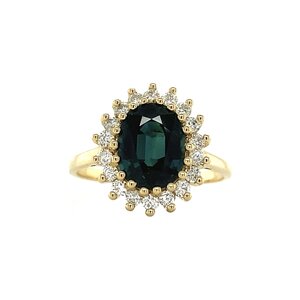 Lady Di ring 14 krt - Saffier