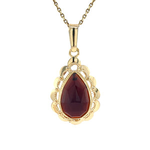 Gold pendant with garnet 14 krt