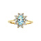 vintage Gouden entourage ring met topaas en diamant 14 krt