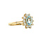 vintage Gouden entourage ring met topaas en diamant 14 krt
