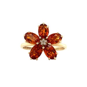 Ring with citrine and diamonds 9 krt