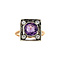 vintage Gold ring with purple colour stone and diamond 14 krt/925