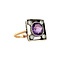 vintage Gold ring with purple colour stone and diamond 14 krt/925