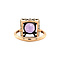 vintage Gold ring with purple colour stone and diamond 14 krt/925