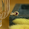 vintage Gouden ring met roze glas 14 krt