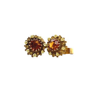 Gold ear studs with citrine 14 krt