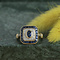 vintage Gouden ring met saffier en diamant 18 krt