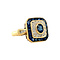 vintage Gouden ring met saffier en diamant 18 krt