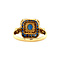 vintage Gouden ring met saffier en diamant 18 krt