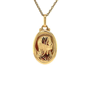 Gouden hanger maria met sluier 18 krt