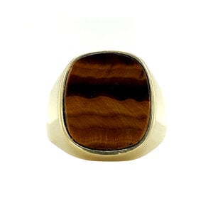 Seal ring with tiger eye 8 krt