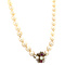 vintage Pearl necklace with white gold clasp with ruby 43.5 cm 14 krt