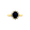 vintage Gouden entourage ring met saffier en diamant 18 krt