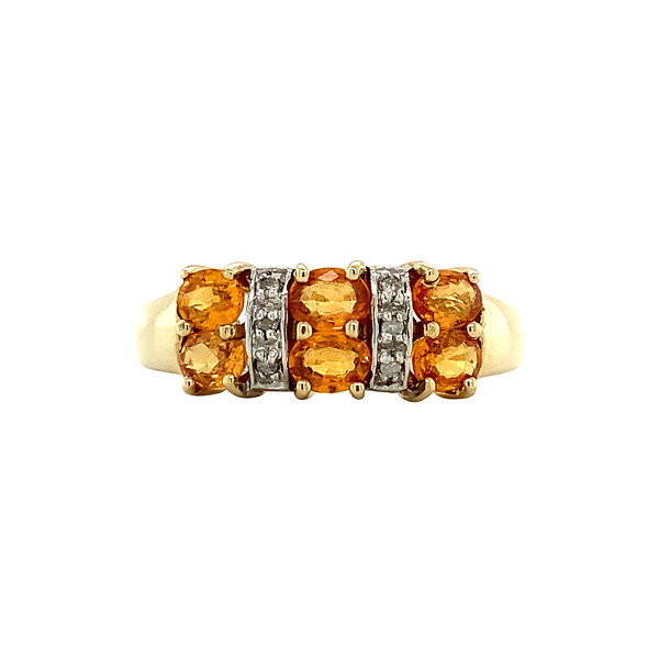 vintage Ring with orange sapphire and diamond 9 krt