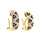 vintage Gold ear studs with natural sapphire and diamond 14 krt