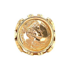 Gold ring with coin 14 krt