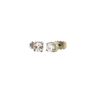 White gold solitaire ear studs with diamonds 14 krt