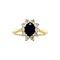 vintage Gold entourage ring with natural sapphire and diamond 14 krt