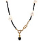 vintage Onyx collier met witte parels en een gouden sluiting 41 cm 14 krt