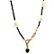 vintage Onyx collier met witte parels en een gouden sluiting 41 cm 14 krt