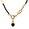 vintage Onyx collier met witte parels en een gouden sluiting 41 cm 14 krt