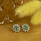 vintage Gold entourage stud earrings with natural emerald and diamond 14 kt