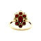 vintage Gold entourage ring with garnet 14 krt