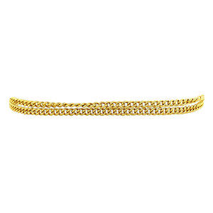 Gold bracelet double gourmet 17.5 cm 14 krt