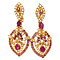 vintage Gold earrings with ruby and pearl 20 krt