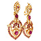 vintage Gold earrings with ruby and pearl 20 krt