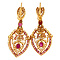 vintage Gold earrings with ruby and pearl 20 krt