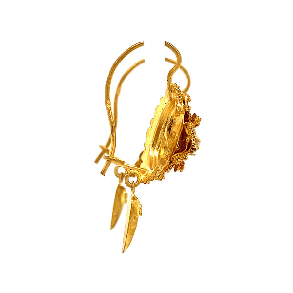 vintage Gouden oorhangers filigraan met parel 14 krt