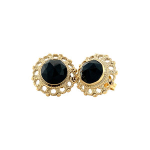 Gold ear studs with garnet 14 krt
