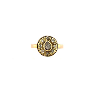 Gold ring with rose diamond 14 krt