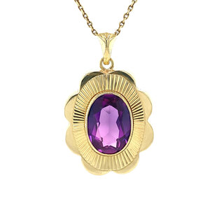 Gold pendant with amethyst 14 krt