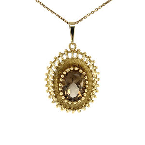 Pendant with smoky quartz 9 kt
